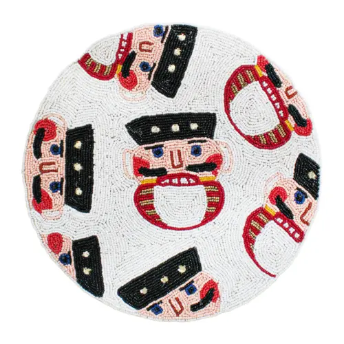 Mantel individual bordado de chaquiras diseño cascanueces de 35cm