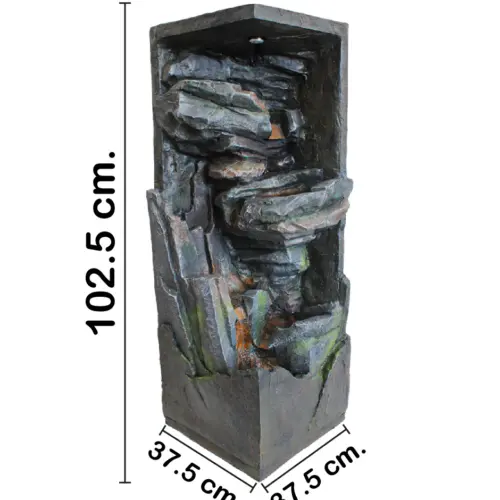 Fuente de agua diseño pila de piedras con luz de 37.5×37.5×102.5cm