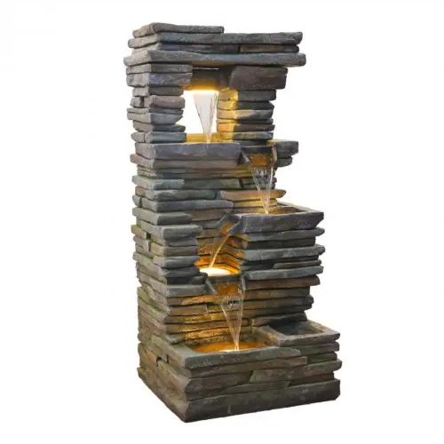 Fuente de agua diseño cascada con luz de 52x47x149cm