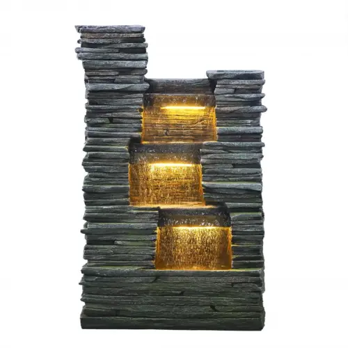Fuente de agua diseño piedras apiladas con luz de 42.5x39x119.5cm