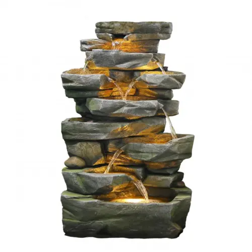 Fuente de agua diseño piedras con luz de 55x41x147cm
