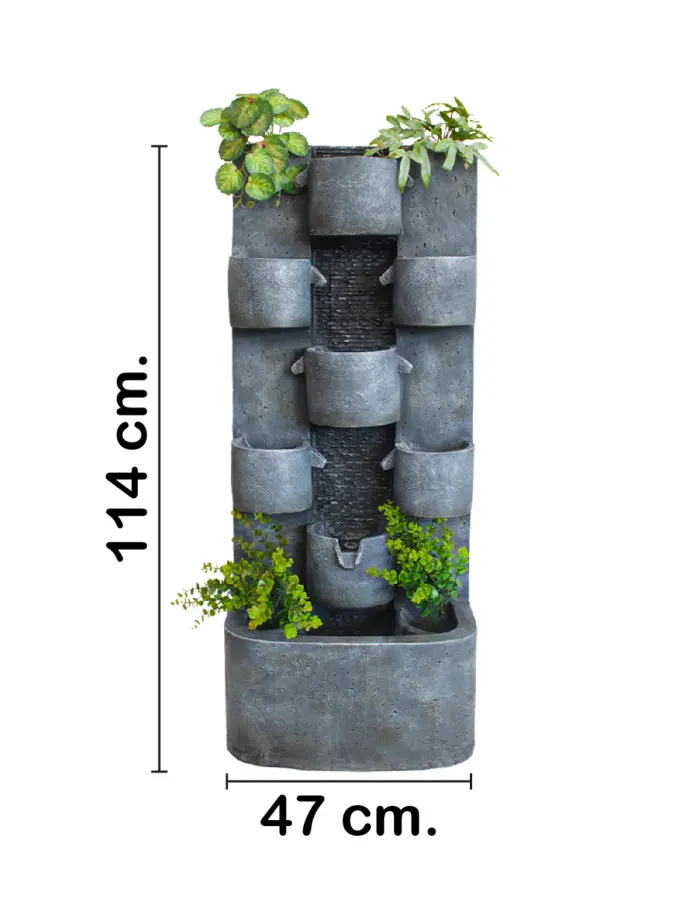 Fuente de agua con baldes diseño piedra de 47x32x114cm - Image 2