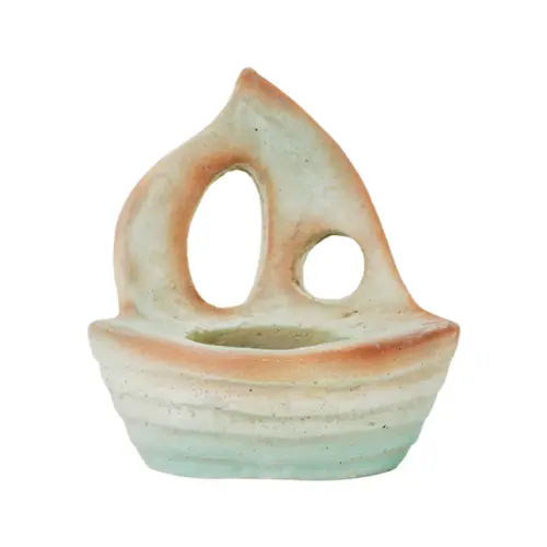 Candelabro de cemento diseño barco de 11×7.5x12cm