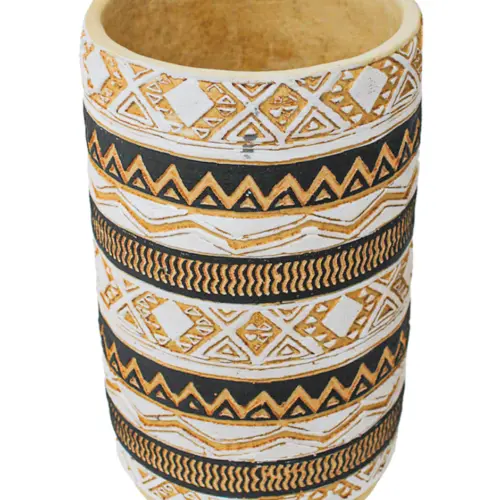 Maceta de cemento redonda garigoleada de 15.5×15.5x27cm
