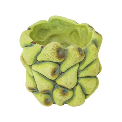 Maceta de cemento con peras verdes de 15x15x14cm