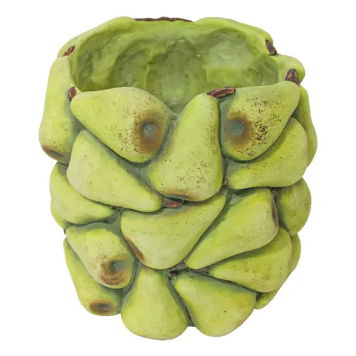 Maceta de cemento con peras verdes de 19.5×19.5x20cm