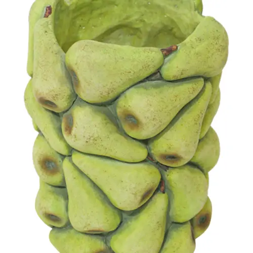 Maceta de cemento con peras verdes de 17.5×17.5×23.5cm