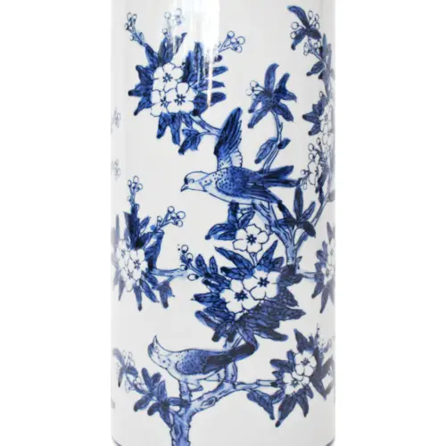 Paragüero de porcelana craquelado estampado de aves de 46x20cm