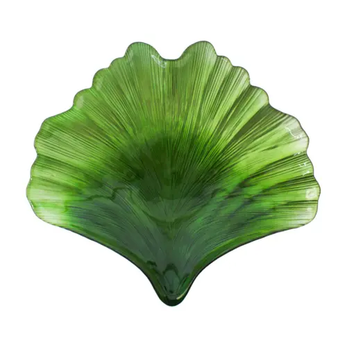Plato de melamina diseño hoja verde de 37x37x6cm