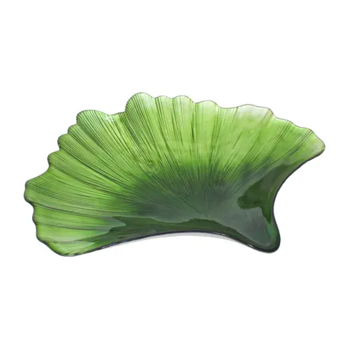Plato de melamina diseño hoja verde de 37x37x6cm