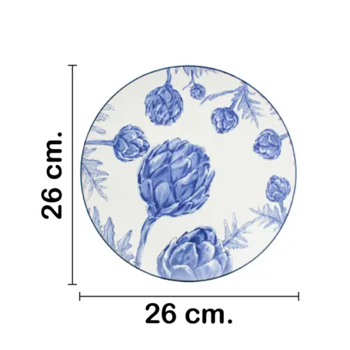 Plato diseño alcachofa azul de 26x26x3cm