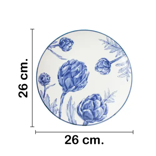 Plato diseño alcachofa azul de 20.3×20.3×2.8cm