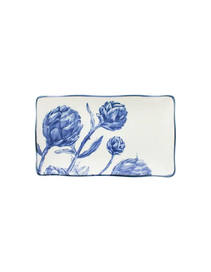 Plato rectangular diseño alcachofa azul de 20.3x11.8x2.2cm - Image 3