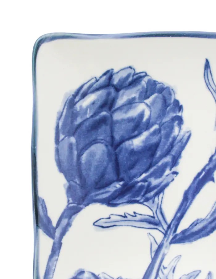 Plato rectangular diseño alcachofa azul de 20.3x11.8x2.2cm - Image 4