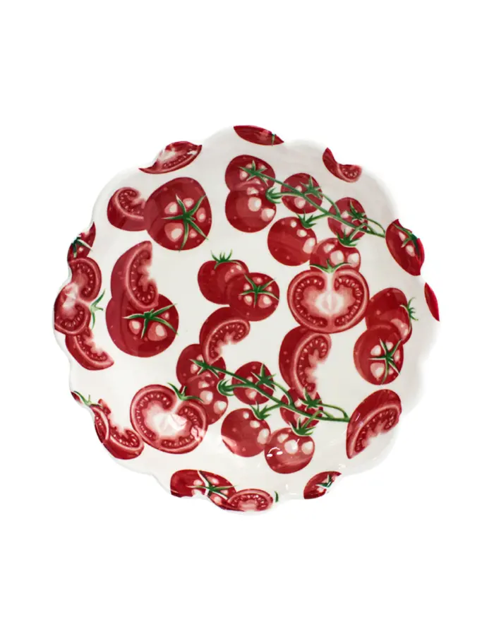 Bowl de cerámica blanco diseño tomate rojo de 21.5x21.5x5cm - Image 3