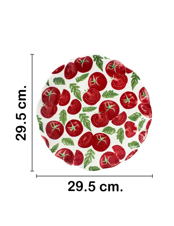 Plato de cerámica blanco diseño tomate rojo de 29.5x29.5x4cm - Image 2