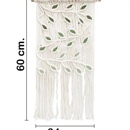 Colgante de macrame diseño hojas de 60x34x1cm
