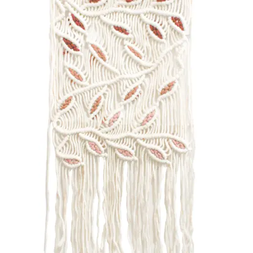 Colgante de macrame diseño hojas de colores de 60x34x1cm
