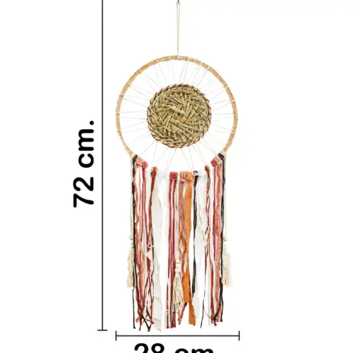 Atrapasueños con listones en tonos marron de 72x28x1cm