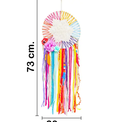 Atrapasueños con listones de colores y flores de 73x28x3cm