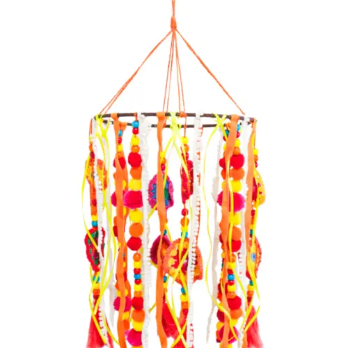 Colgante de pompones de colores de 50x22x22cm