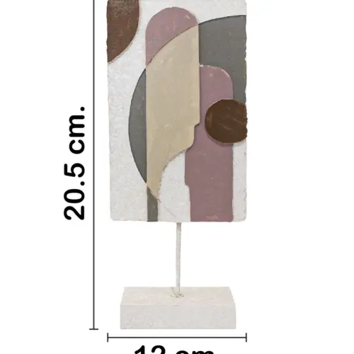 Escultura de poliresina abstracta en tonos cafe de 13.5×6.5x30cm