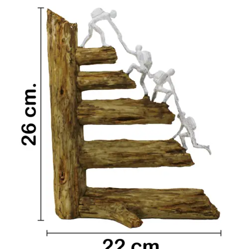 Escultura de poliresina con hombres escalando en equipo de 22×6.5x26cm