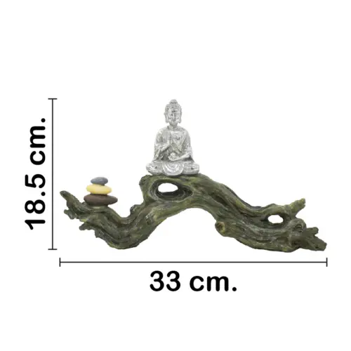 Tronco con buda de poliresina de 33x7x18.5cm