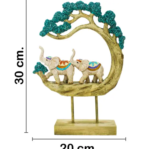 Elefantes sobre base árbol de poliresina de 20x5x30cm
