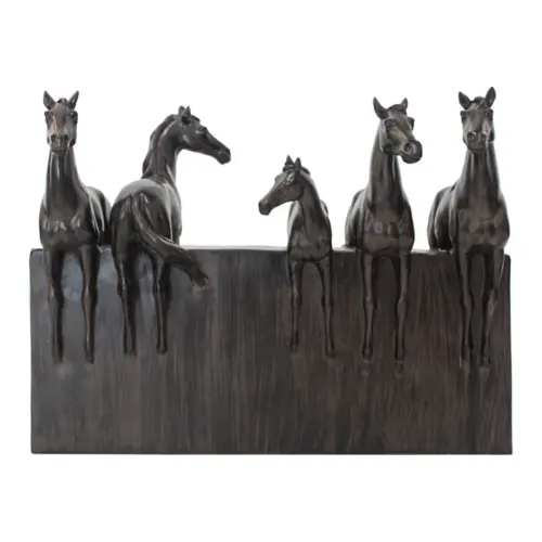 Base con caballos de poliresina de 31x16x23cm