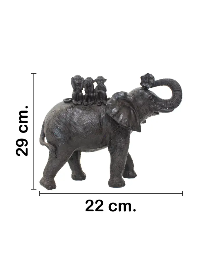 Elefante con crias en la espalda de poliresina de 29x10x22cm - Image 2