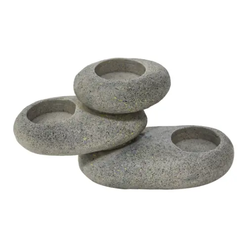 Pila de piedras de poliresina con porta velas de 20x8x11cm