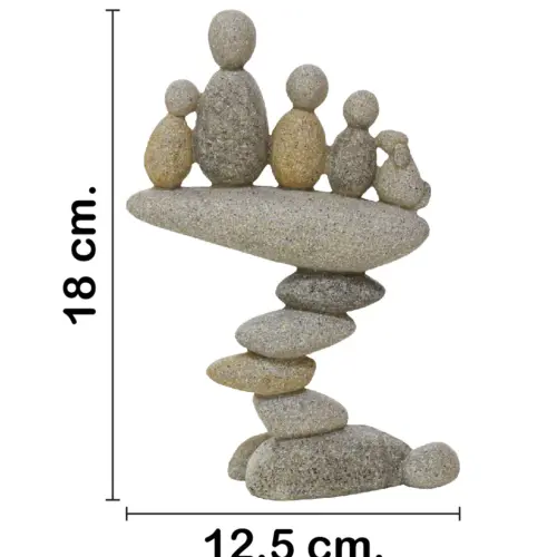 Escultura de piedras apiladas de poliresina de 12.5×4.5x18cm