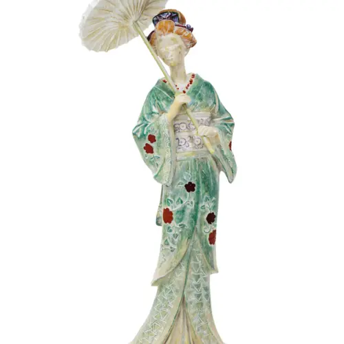 Dama japonesa con vestido azul de poliresina de 10x8x27.5cm