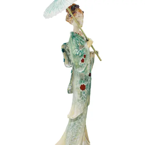 Dama japonesa con vestido azul de poliresina de 10x8x27.5cm