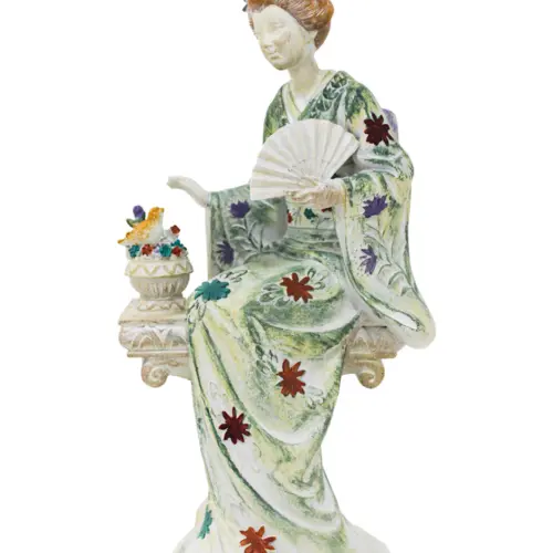 Dama japonesa sentada de poliresina de 12.5×11.5×22.5cm