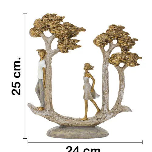 Pareja con árboles dorados de poliresina de 24×6.5x25cm