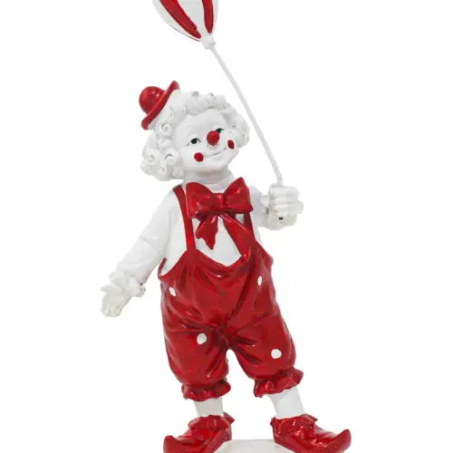 Payaso con globo rojo de poliresina de 9.5x5x20.5cm