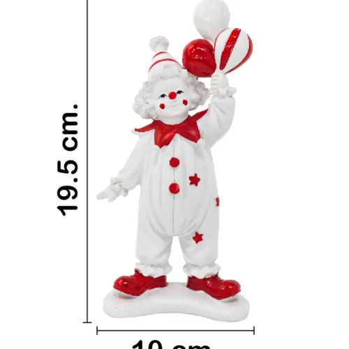 Payaso blanco con globos de poliresina de 10×6.5×19.5cm