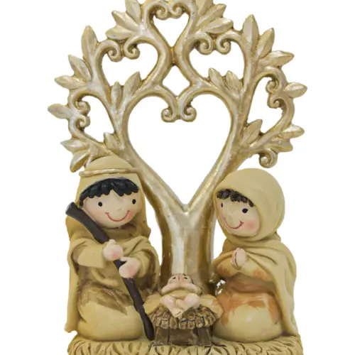Misterio con àrbol dorado de poliresina de 10.5x5x14.5cm