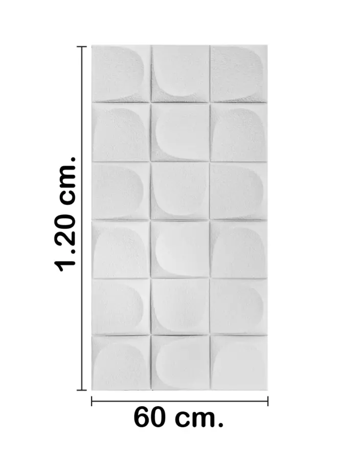 Recubrimiento de pared diseño tridimensional blanco de 120x60x2.5cm - Image 2