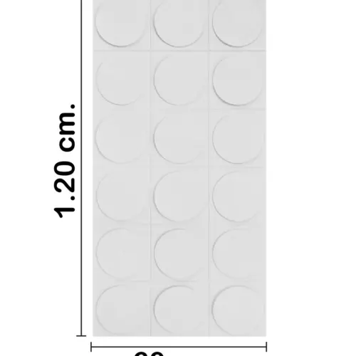 Recubrimiento de pared con círculos blanco de 120x60x2.5cm