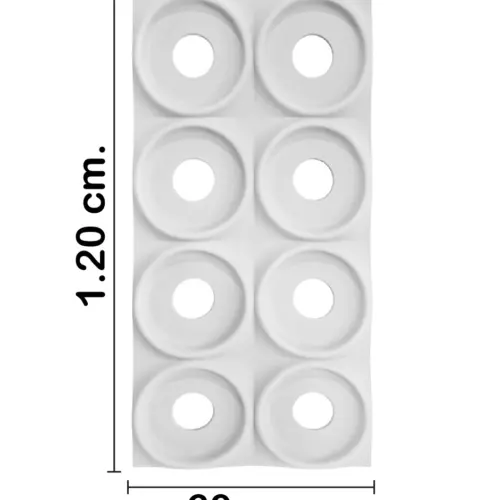 Recubrimiento de pared diseño círculos en relieve blanco de 120x60x3cm