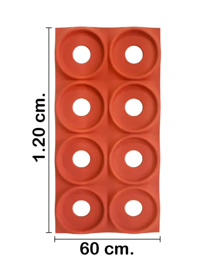 Recubrimiento de pared diseño círculos enn relieve color ladrillo de 120x60x3cm - Image 2