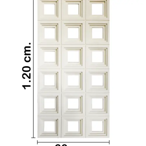 Recubrimiento de pared diseño cuadrados beige de 120x60x3cm