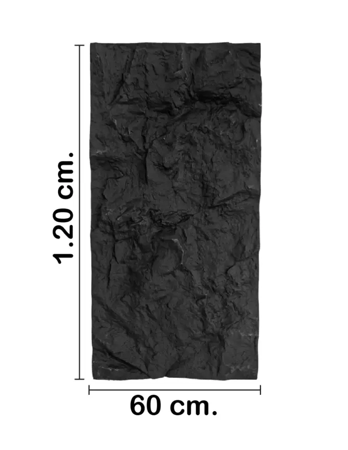 Recubrimiento de pared diseño roca negro de 120x60x6cm - Image 2