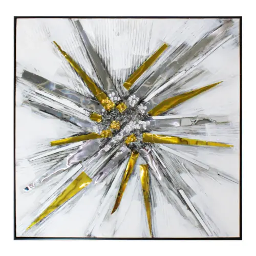 Pintura al óleo con espejo plateado con dorado de 3.5x100x100cm
