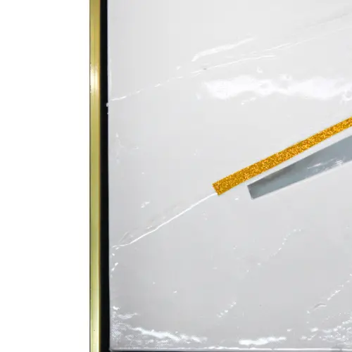 Cuadro de pintura de óleo con espejos de color plateado y dorado de 3.5x140x70cm