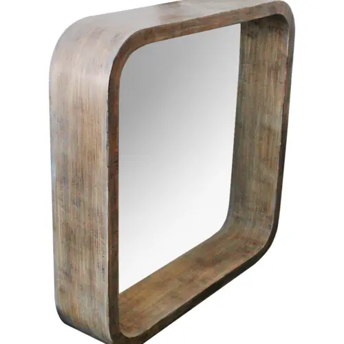 Espejo cuadrado de madera con marco de 71x71x16cm