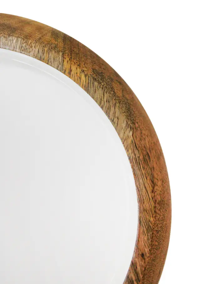 Charola redonda de madera con metal blanca  40x40x6cm - Image 3